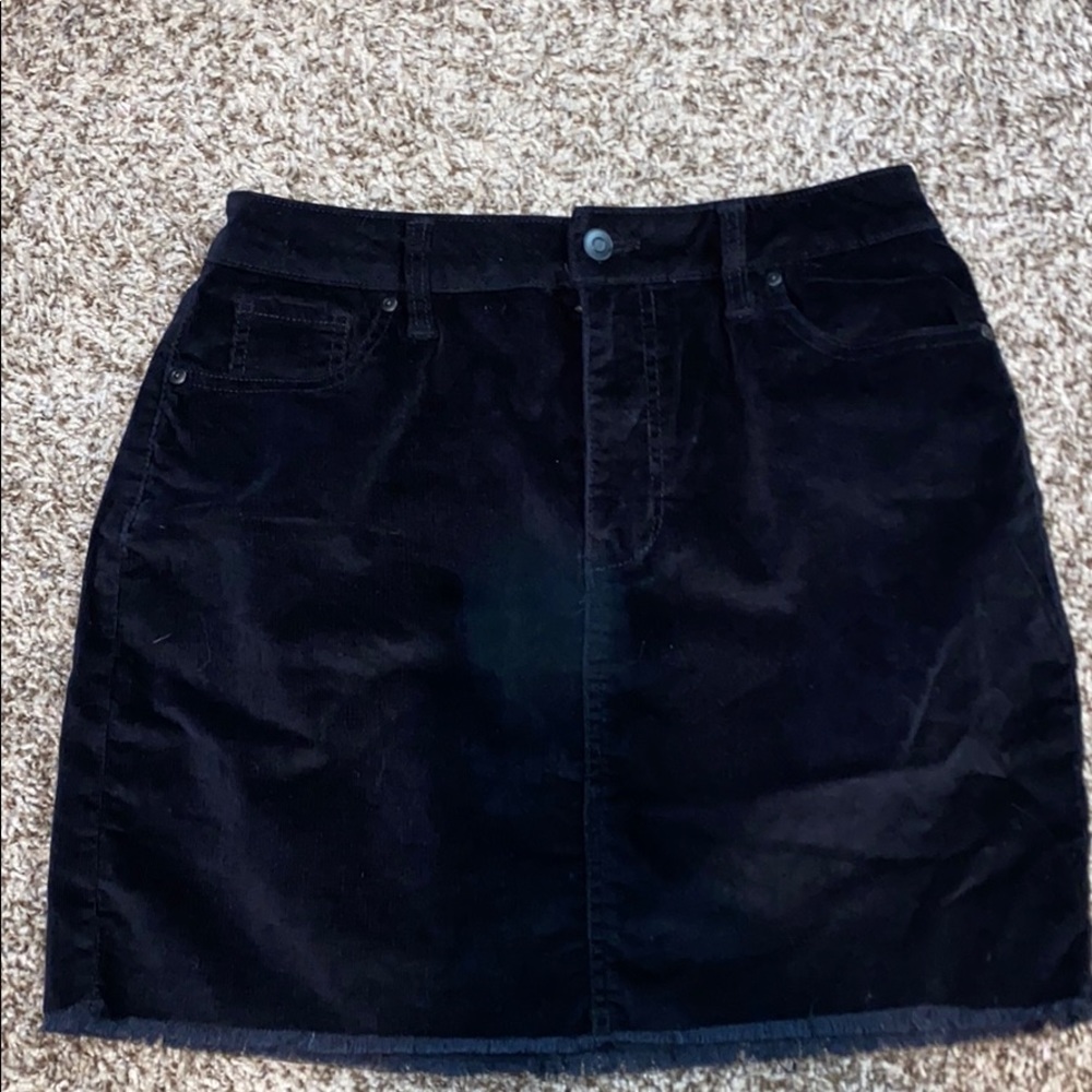Black corduroy mini skirt